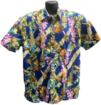 Hawaiian Ukuleles Aloha Shirt- Made in USA -100% Cotton